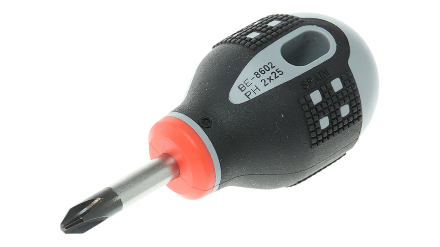Bahco Phillips Stubby Screwdriver, PH2 Tip, 25 mm Blade, 83 mm Overall