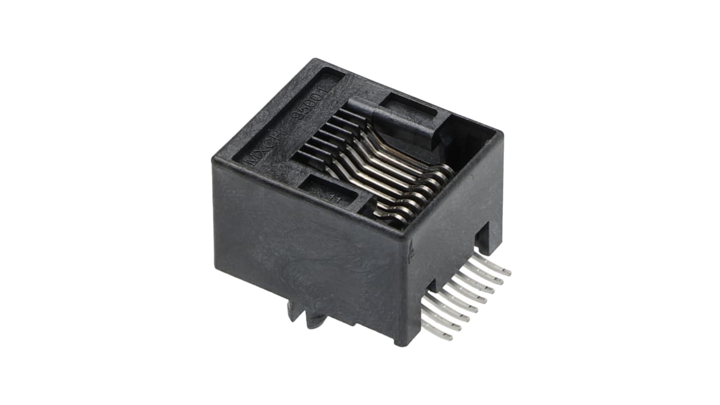 Molex 95501 Series Female RJ45 Connector, Surface Mount, Cat3 Right Angle 1 Port 8 -Way