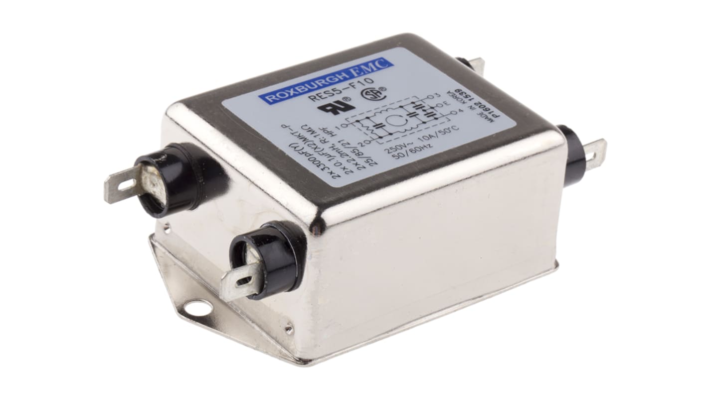 RS PRO 10A 250 V ac, Chassis Mount RFI Filter, Tab