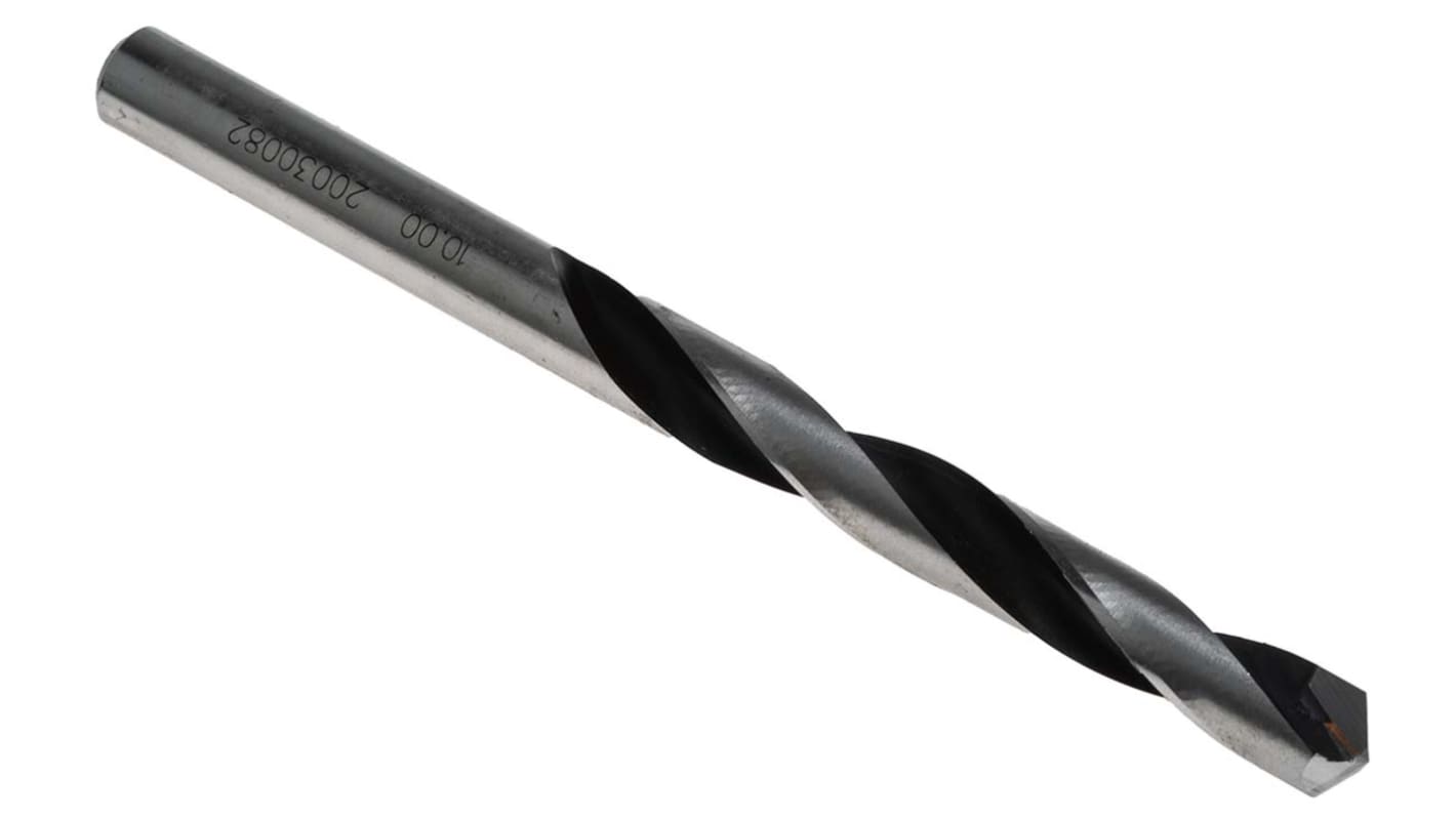 Dormer Φ10mm高速钢, 实心硬质合金刀头麻花钻头, 133 mm总长, 应用于铸铁