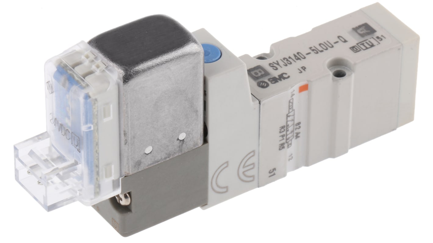 SMC 5/2 Pneumatic Control Valve - Solenoid/Pilot SYJ3000 Series 24V dc