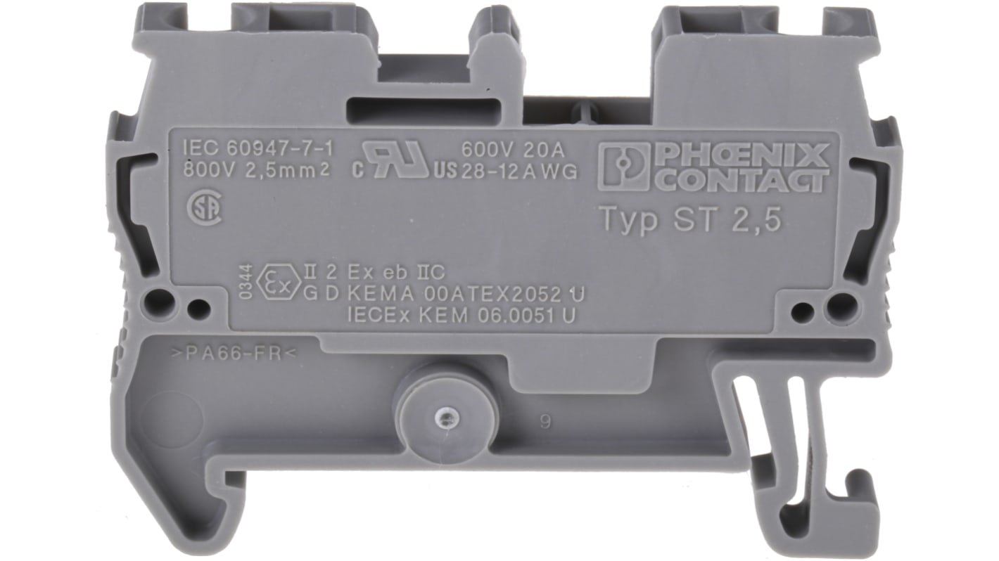 Phoenix Contact Grey ST 2.5 Feed Through Terminal Block, Single level, 0.2 → 6mm², 800 V