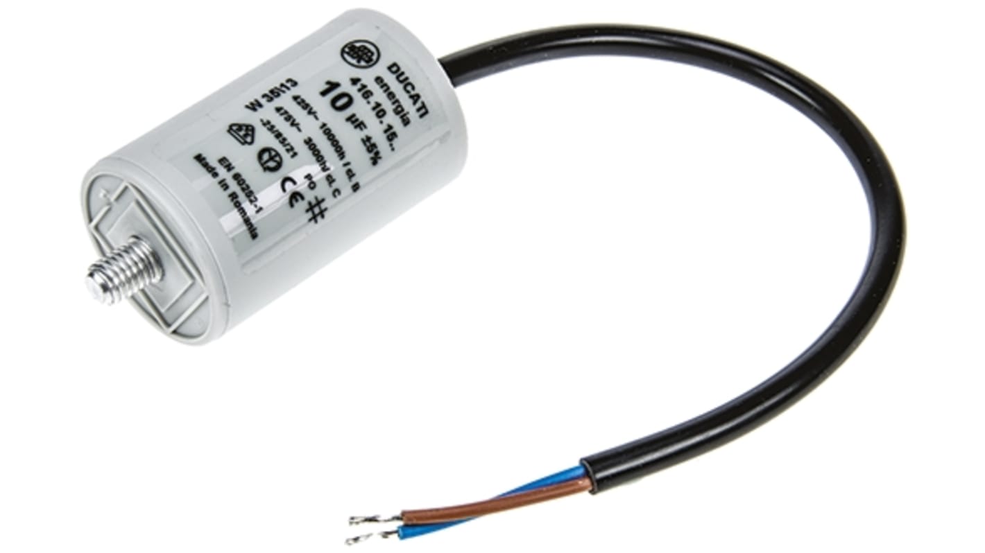 Ducati Energia 4.16.10 Polypropylene Film Capacitor, 400 → 500V ac, ±5%, 10μF, Stud Mount