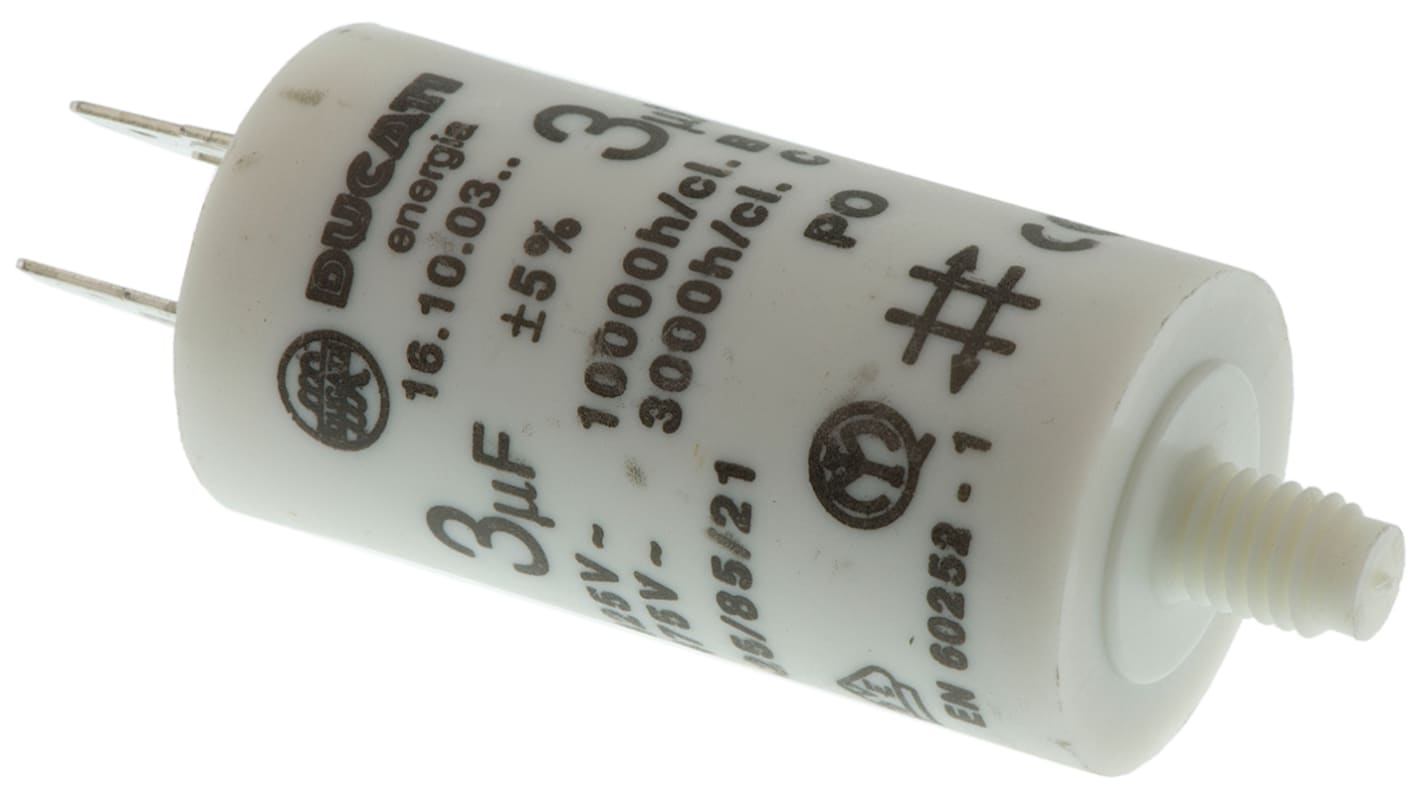 Ducati Energia 4.16.10 Polypropylene Film Capacitor, 450V ac, ±5%, 3μF, Stud Mount