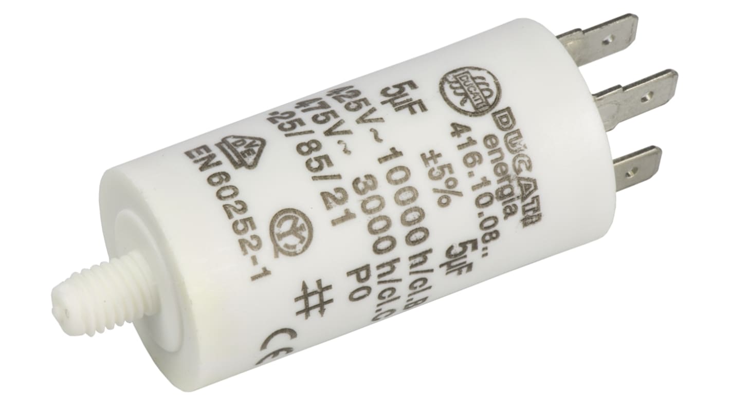 Ducati Energia 4.16.10 Polypropylene Film Capacitor, 450V ac, ±5%, 5μF, Stud Mount