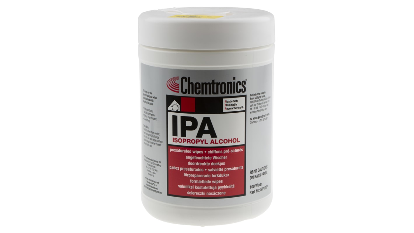 Chemtronics IPA 100 Wipes Tub IPA Pre-Saturated Wipes