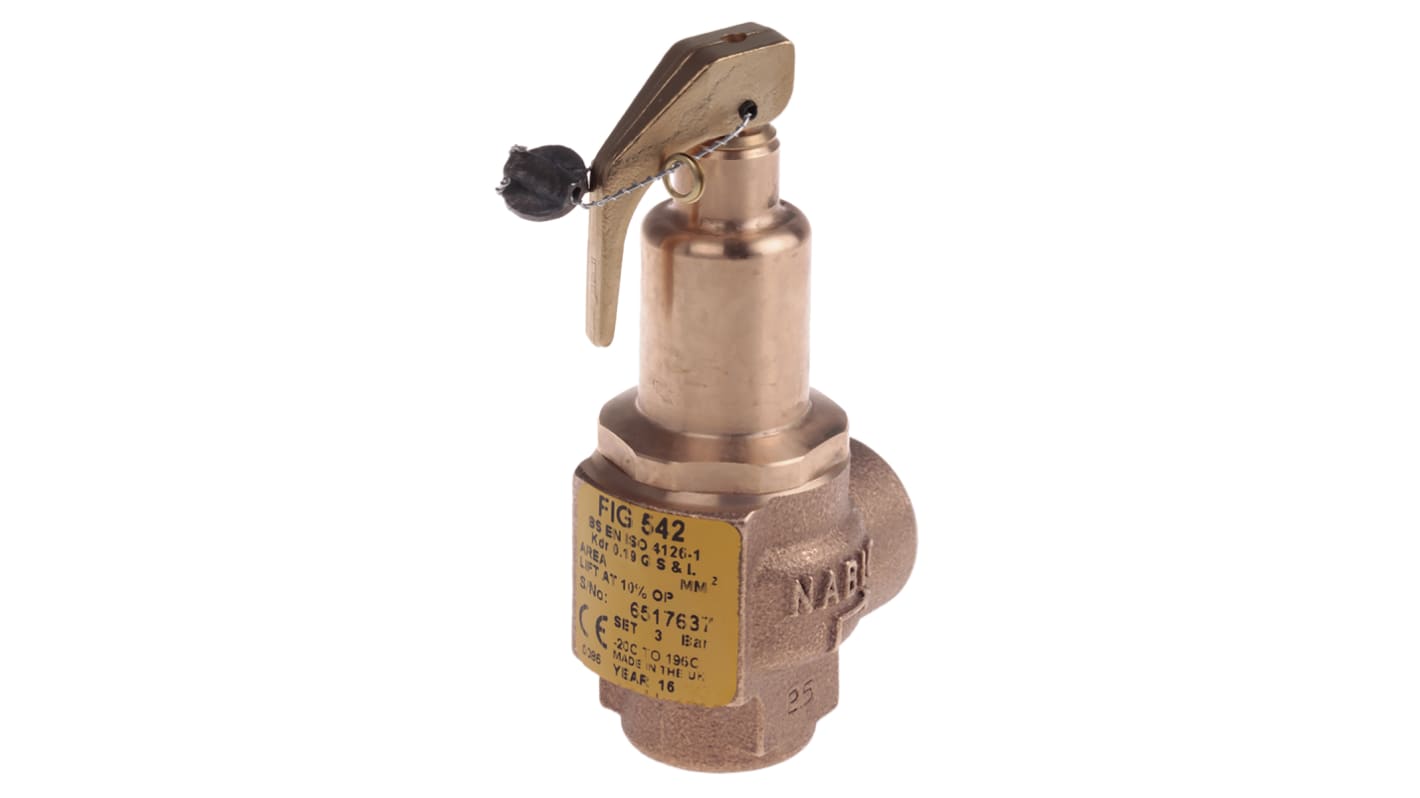 Valvola di rilascio della pressione in Bronzo Nabic Valve Safety Products, 3bar max, connessione BSP 1/2" femmina, per