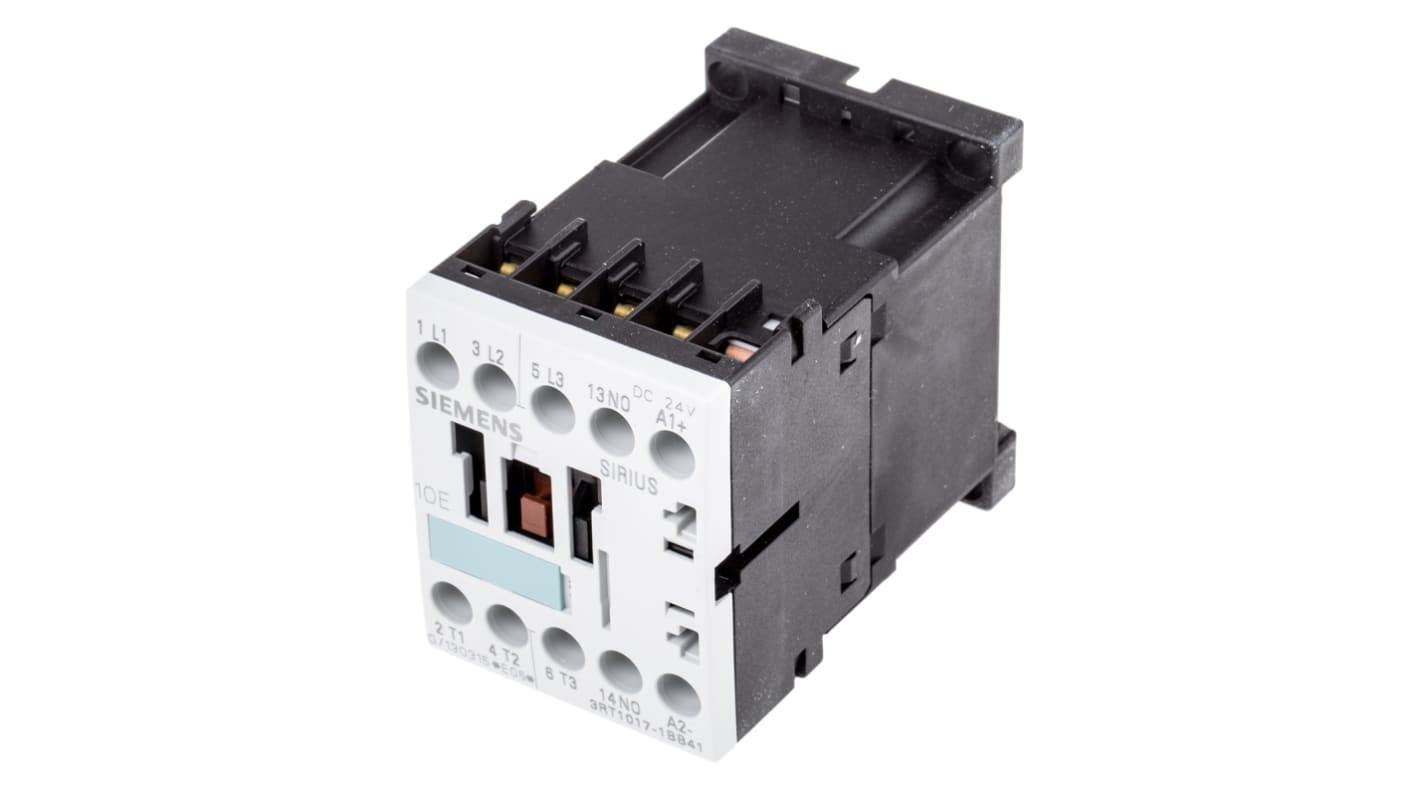 Siemens 3RT1 Series Contactor, 24 V dc Coil, 3-Pole, 12 A, 5.5 kW, 3NO, 400 V ac