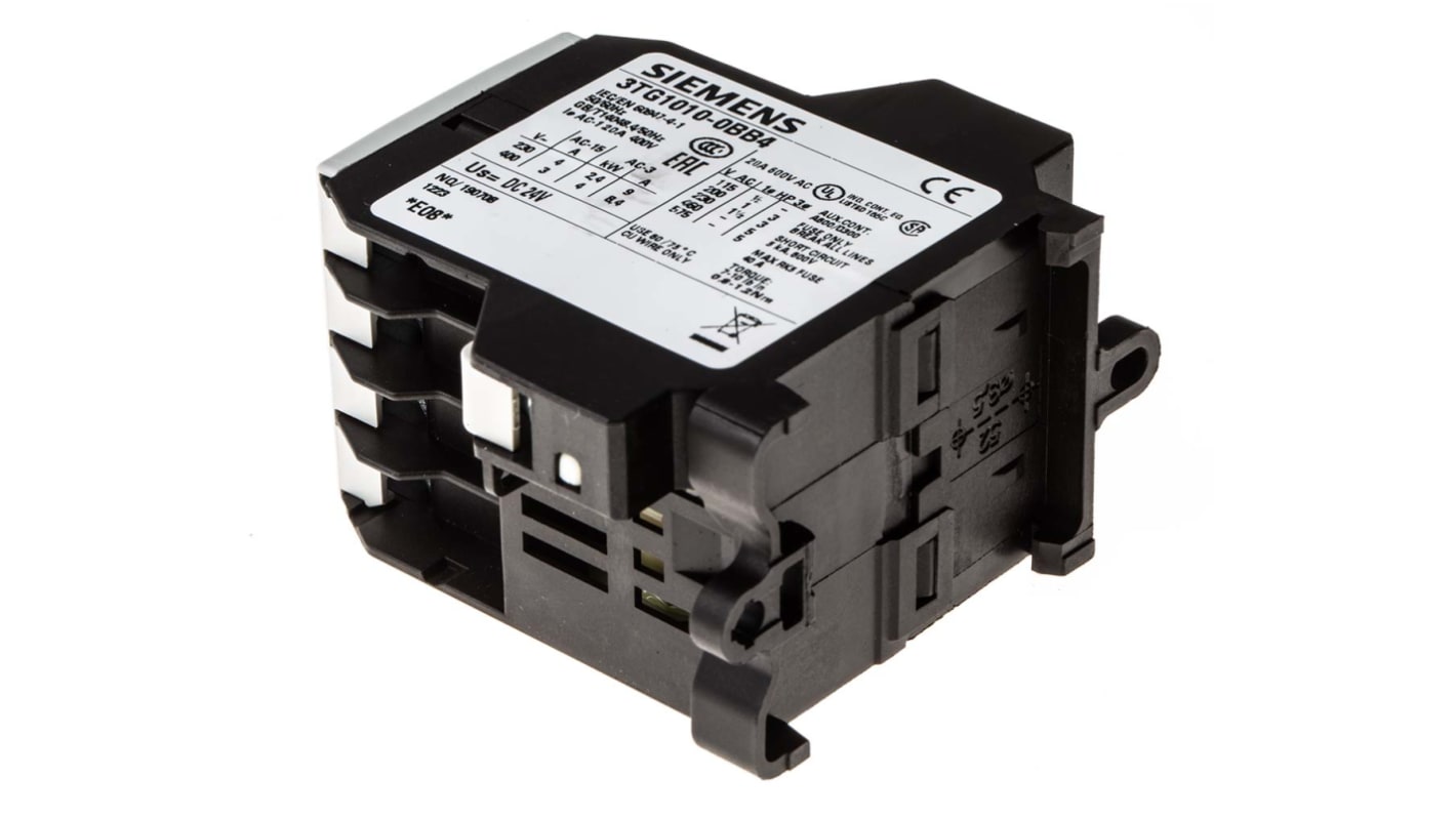 Siemens SIRIUS Innovation 3TG1 Power Relay, 24 V dc Coil, 4-Pole, 20 A, 4 kW, 4NO, 400 V ac
