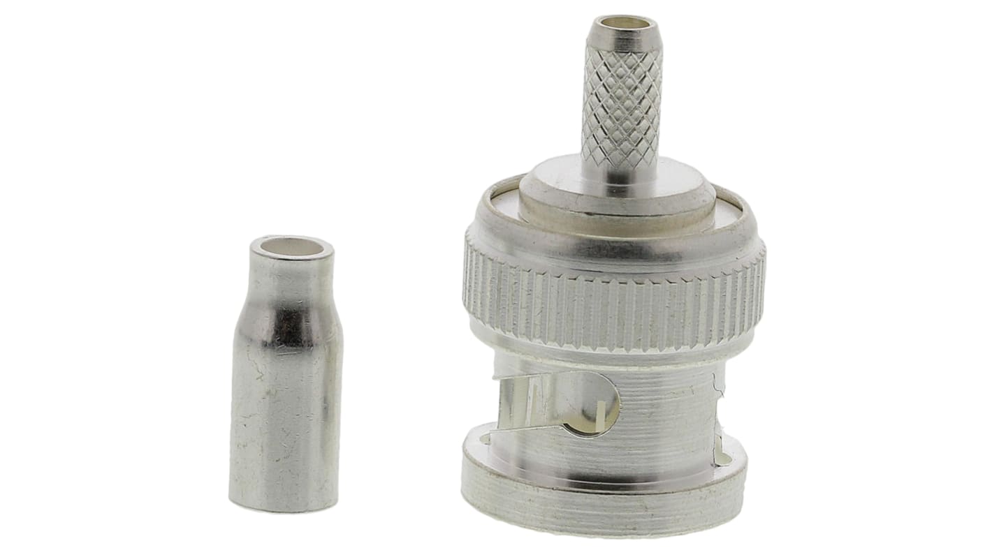 TE Connectivity Straight 50Ω Cable Mount BNC Connector, Plug, Silver, Crimp Termination, RG174 A/U, RG188 A/U, RG316/U