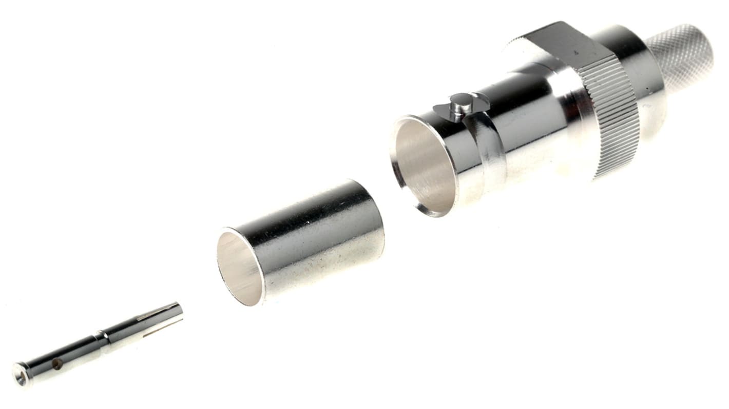 TE Connectivity Straight 75Ω Cable Mount BNC Connector, jack, Silver, Crimp Termination