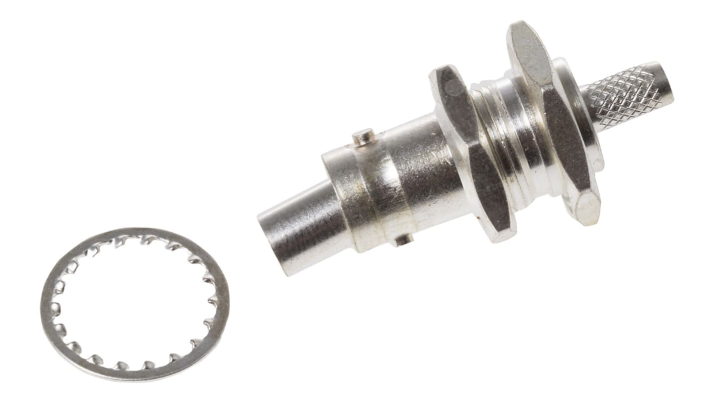 TE Connectivity, Jack Panel Mount BNC Connector, 50Ω, Crimp Termination, Straight Body
