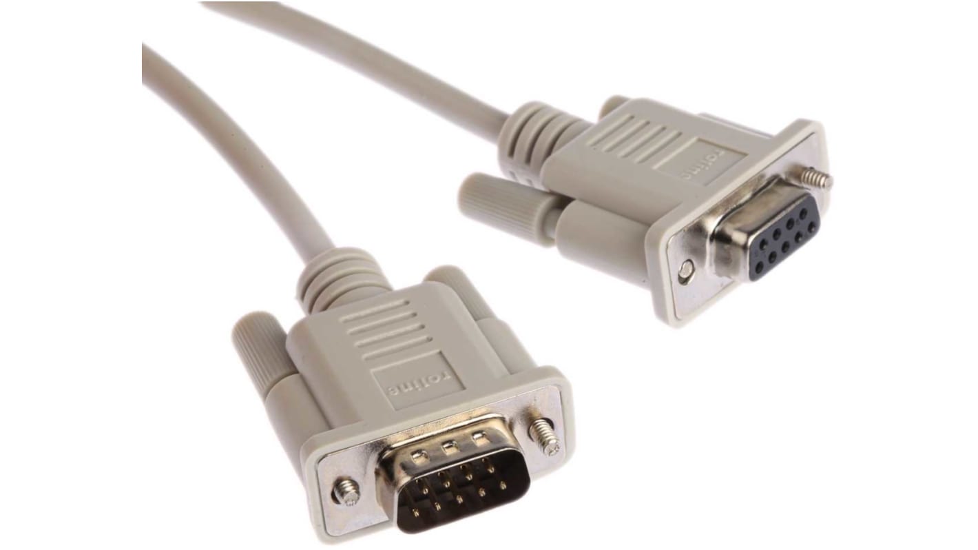 Roline Male 9 Pin D-sub to Female 9 Pin D-sub Serial Cable, 10m