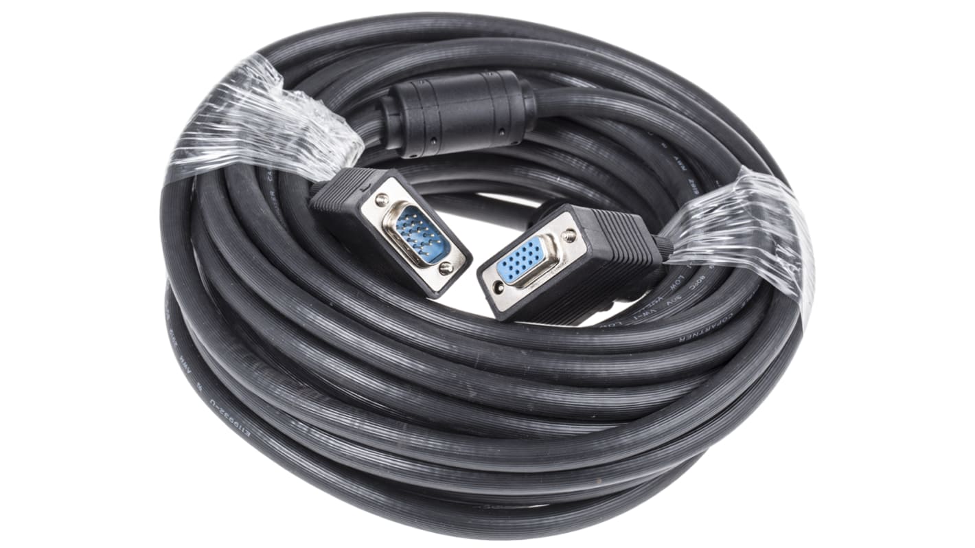 Kabel VGA złącze A Męskie złącze B Żeńskie długość 10m Czarny Roline