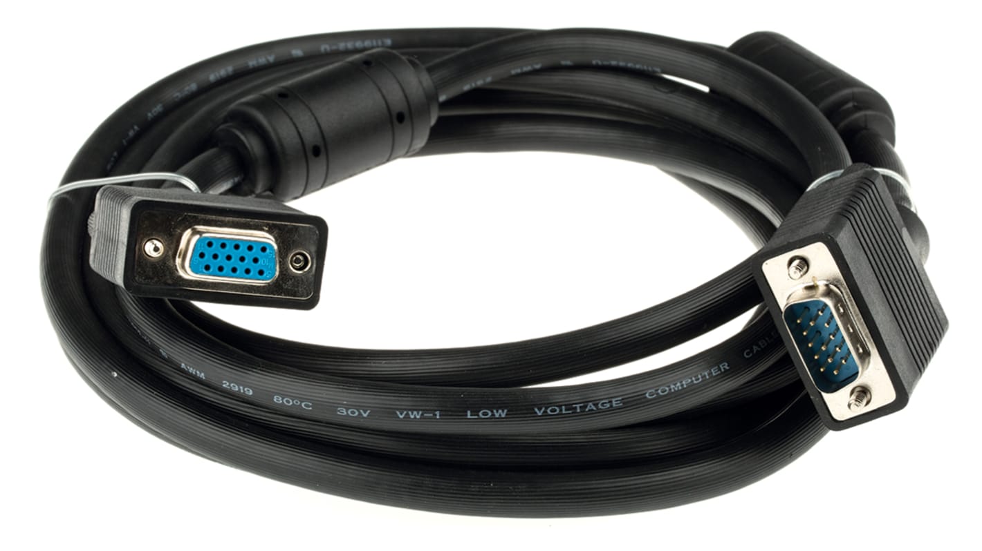 Roline Male VGA to Female VGA Cable, 3m Black