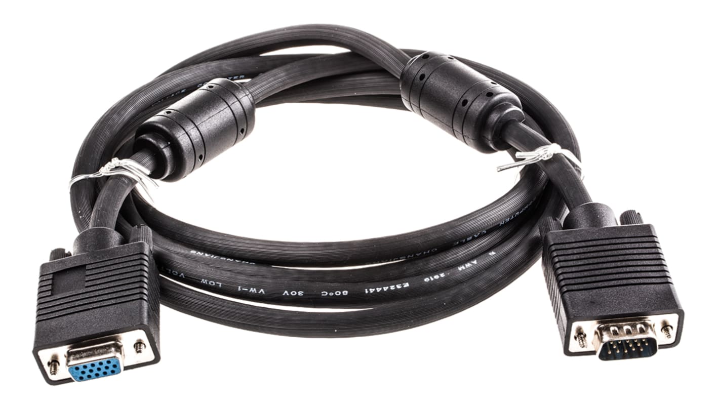 Kabel VGA złącze A Męskie złącze B Żeńskie długość 2m Czarny Roline