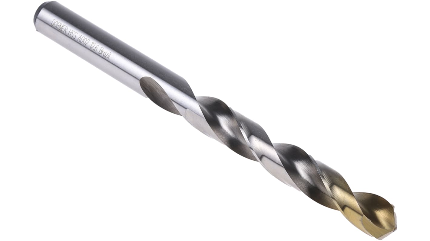 Dormer A002 Series HSS Twist Drill Bit, 12.6mm Diameter, 151 mm Overall