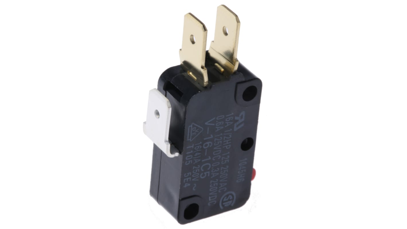 Microinterruttore, Omron, SPDT, 16 A a 250 V c.a., IP40, con linguetta