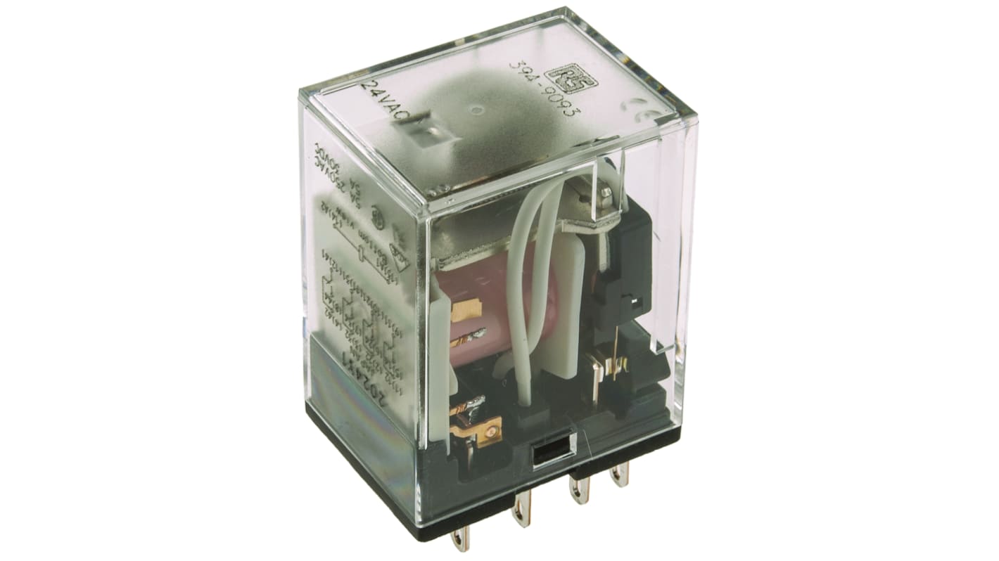 RS PRO Monostabiles Relais 24V ac Spule 4-poliger Wechsler Steckrelais 5A 180 Ω 1.2W