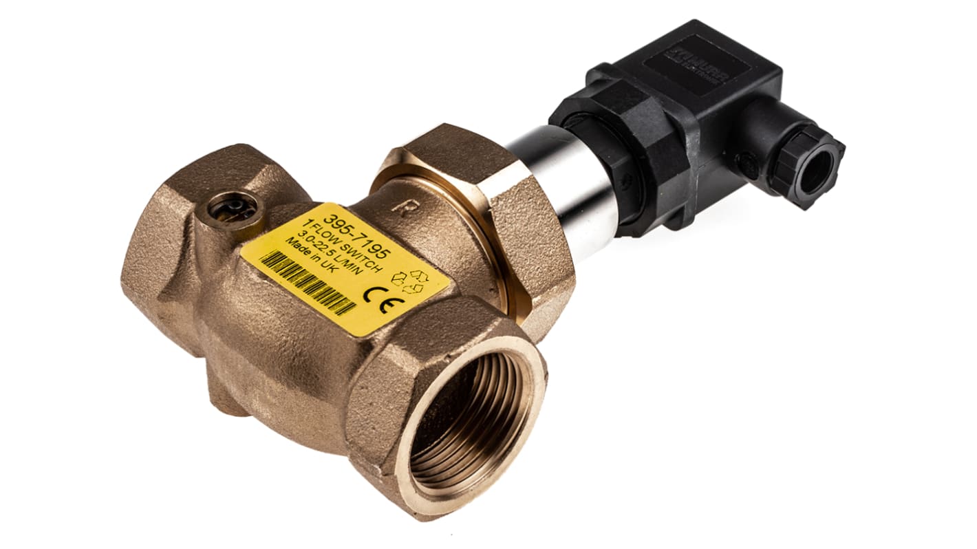 Gems Sensors FS-200E-A Series Shuttle Flow Sensor for Liquid, 3 L/min Min, 22.5 L/min Max