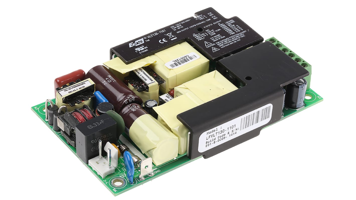 Alimentatore switching EOS LFVLT130-1101, 130W, ingresso 180 → 264 V ac, 90 → 132 V ac, uscita 12V cc,