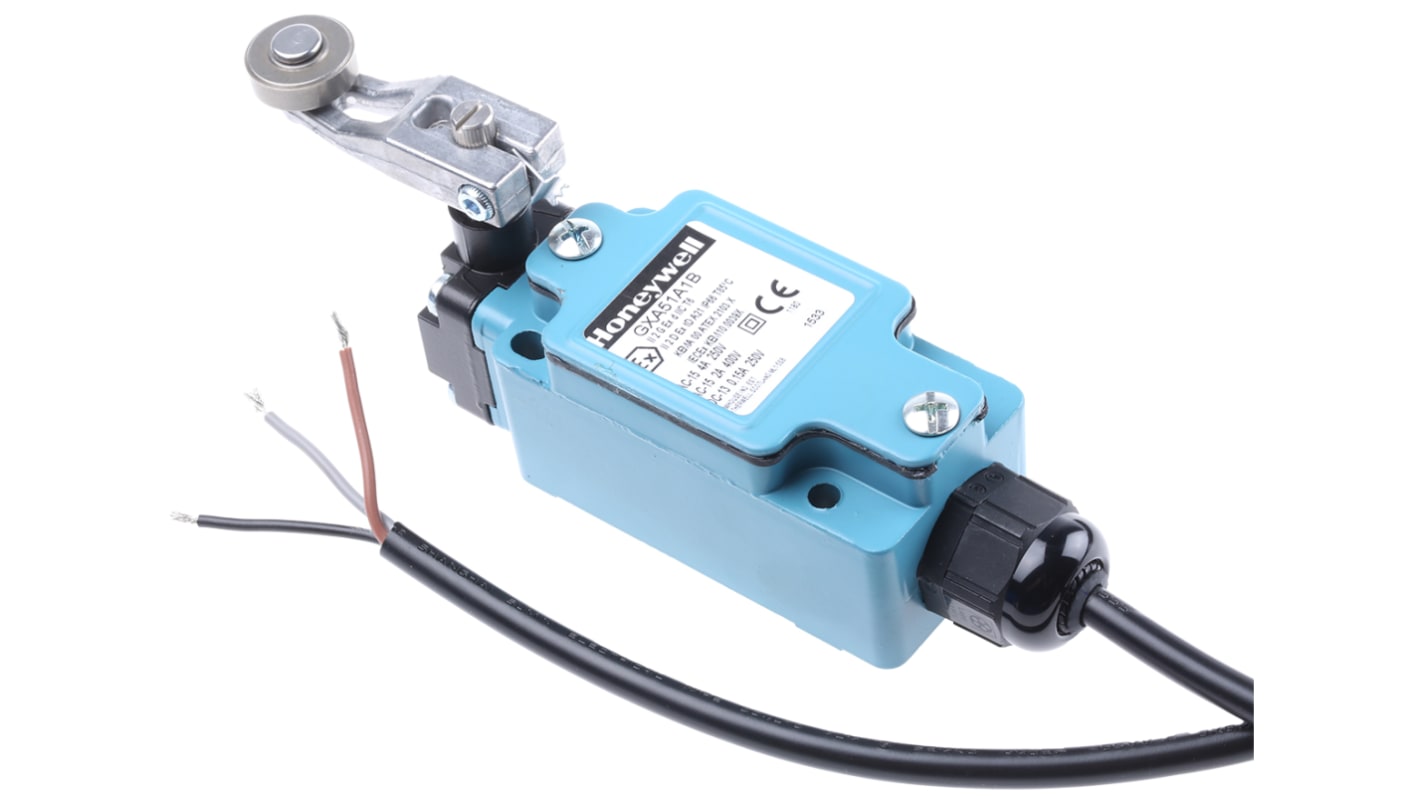 Honeywell GXA Series Roller Lever Limit Switch, NO/NC, IP66, IP67, SPDT, Die Cast Zinc Housing, 250V ac Max, 4A Max