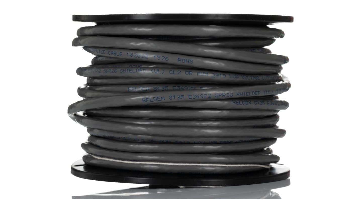 Belden 8135 Series Data Cable, 5 Pairs, 10 Cores, 0.07 mm², Screened, 28 AWG, 30m, Screened Shield, RS-232 Cable
