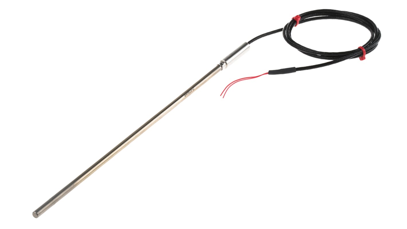 RS PRO PT100 RTD Sensor, 6mm Dia, 250mm Long, 4 Wire, Probe, Class B +500°C Max