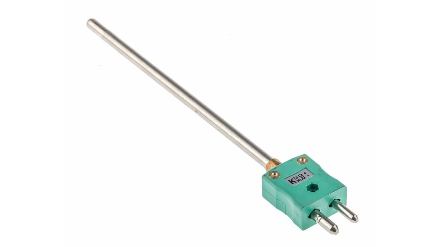 Termopar tipo K RS PRO, Ø sonda 6mm x 150mm, temp. máx +1100°C, conexión Conector macho estándar
