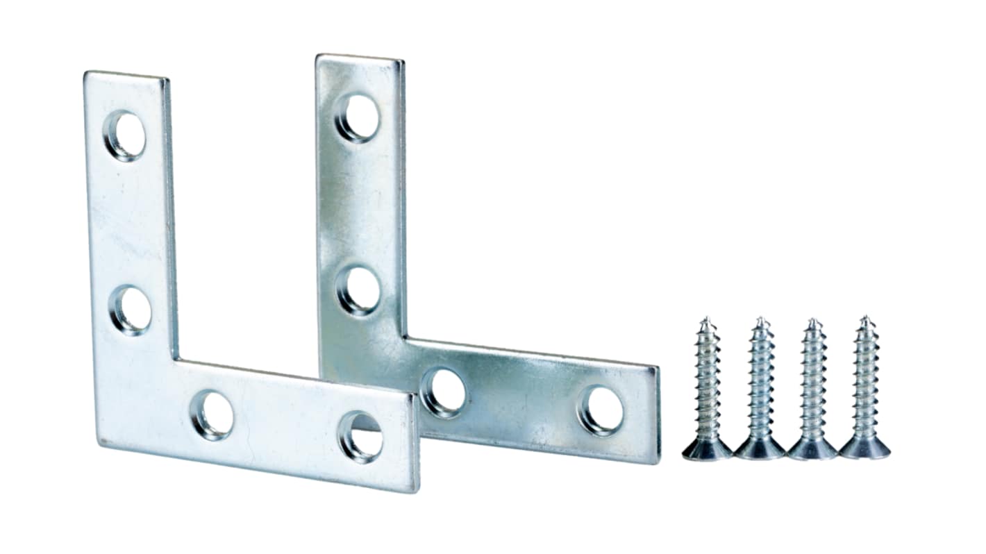 Zinc Plated Steel L Shape Bracket 4 Hole, 50 x 50 x 13mm