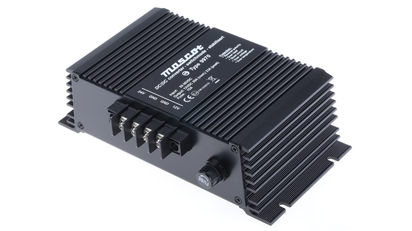 Mascot DC-DC Converter, 13.8V dc/ 23A Output, 20 → 30 V dc Input, 317W, Mounting Bracket, +40°C Max Temp 0°C Min
