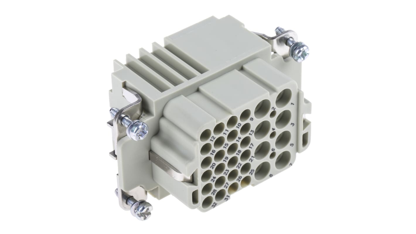HARTING Heavy Duty Power Connector Insert, 16A, Female, Han Com, Han HSC, Han K Series, 32 Contacts