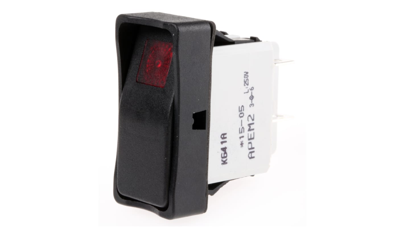 APEM Illuminated DPST, On-Off Rocker Switch Panel Mount