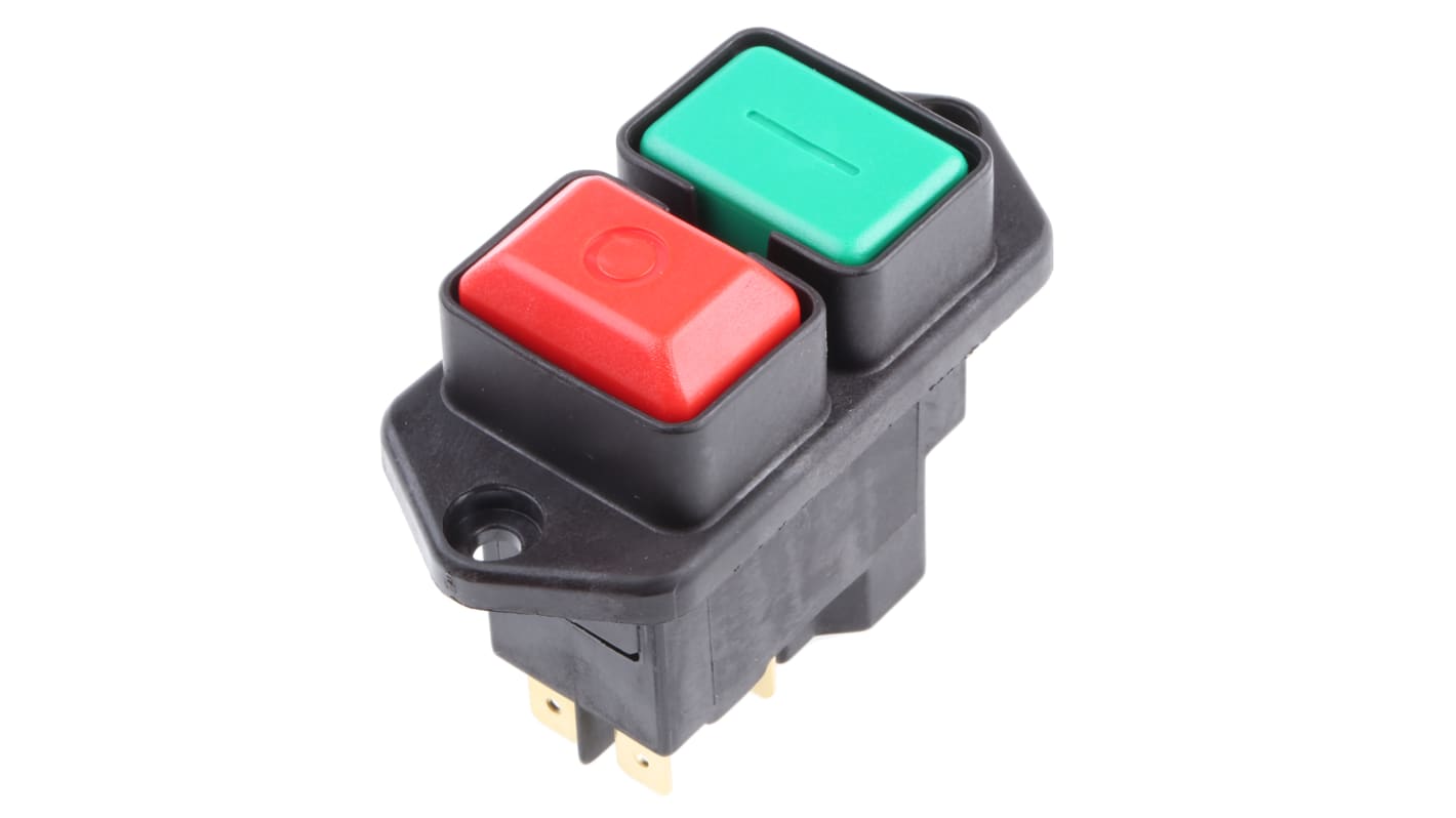 EICHOFF Push Button Switch, Latching, Panel Mount, DPDT, 230V