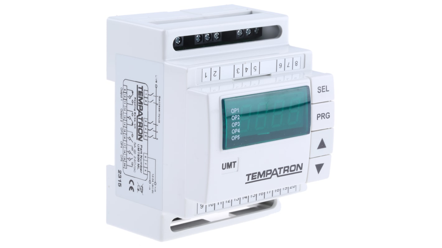 Tempatron UMT Zeitrelais, DIN-Schienen, 0.1 → 999.9 s, 00:01 → 99.59 h, 00:01 → 99.59min, 12