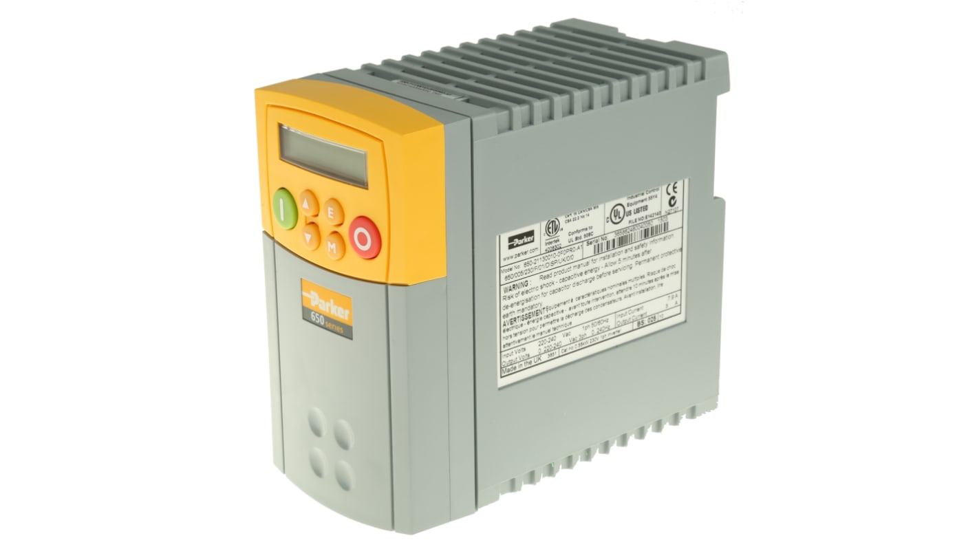 Parker Inverter Drive, 0.55 kW, 1 Phase, 230 V ac, 3 A, AC650 Series