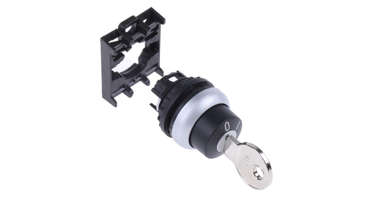 Eaton MS1钥匙开关头, Φ22mm开孔, 2档位, 闭锁型操作, 1条钥匙, IP66, 黑色外壳, RMQ Titan系列