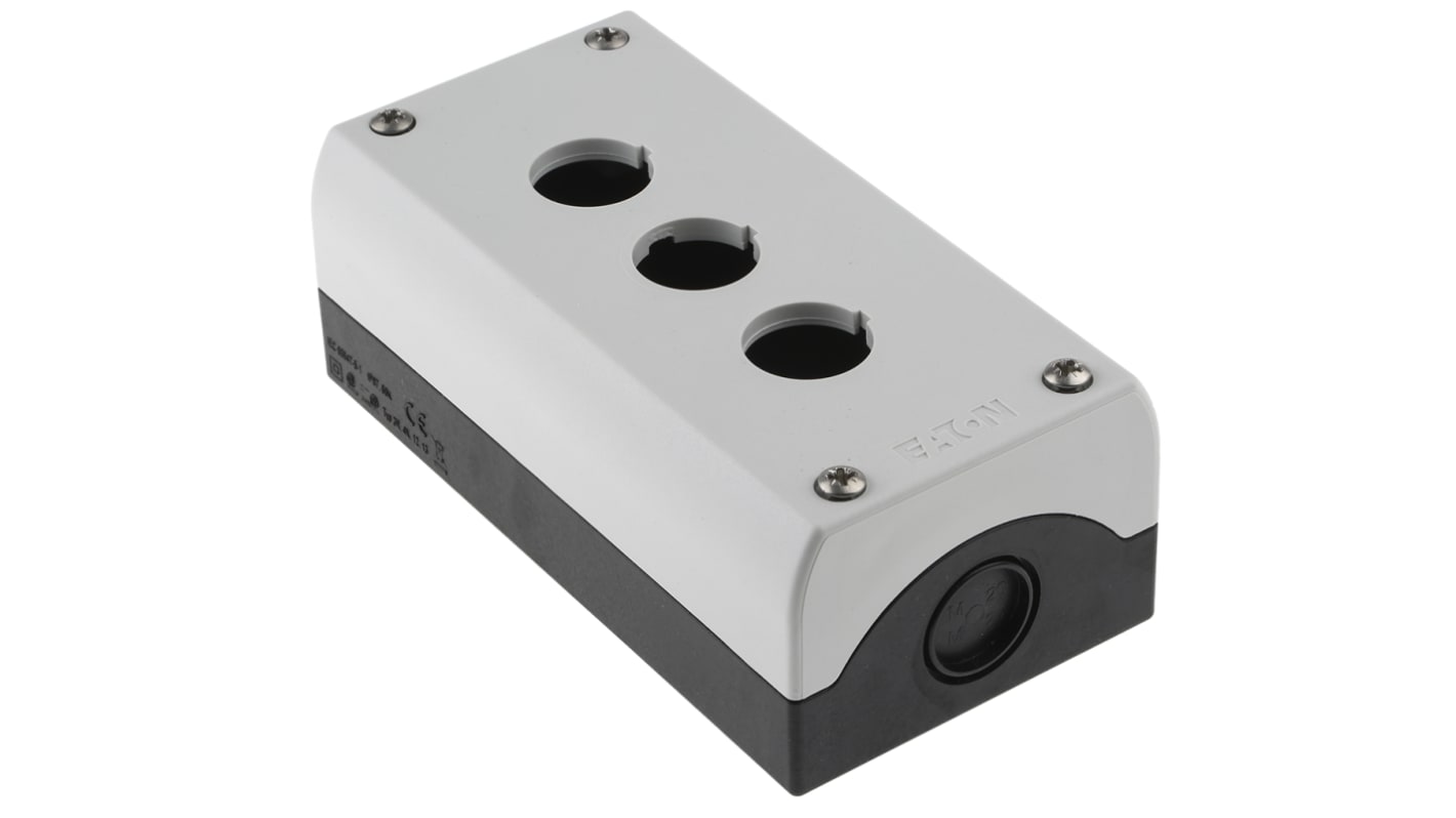 Eaton Grey Plastic M22 Push Button Enclosure - 3 Hole 22mm Diameter