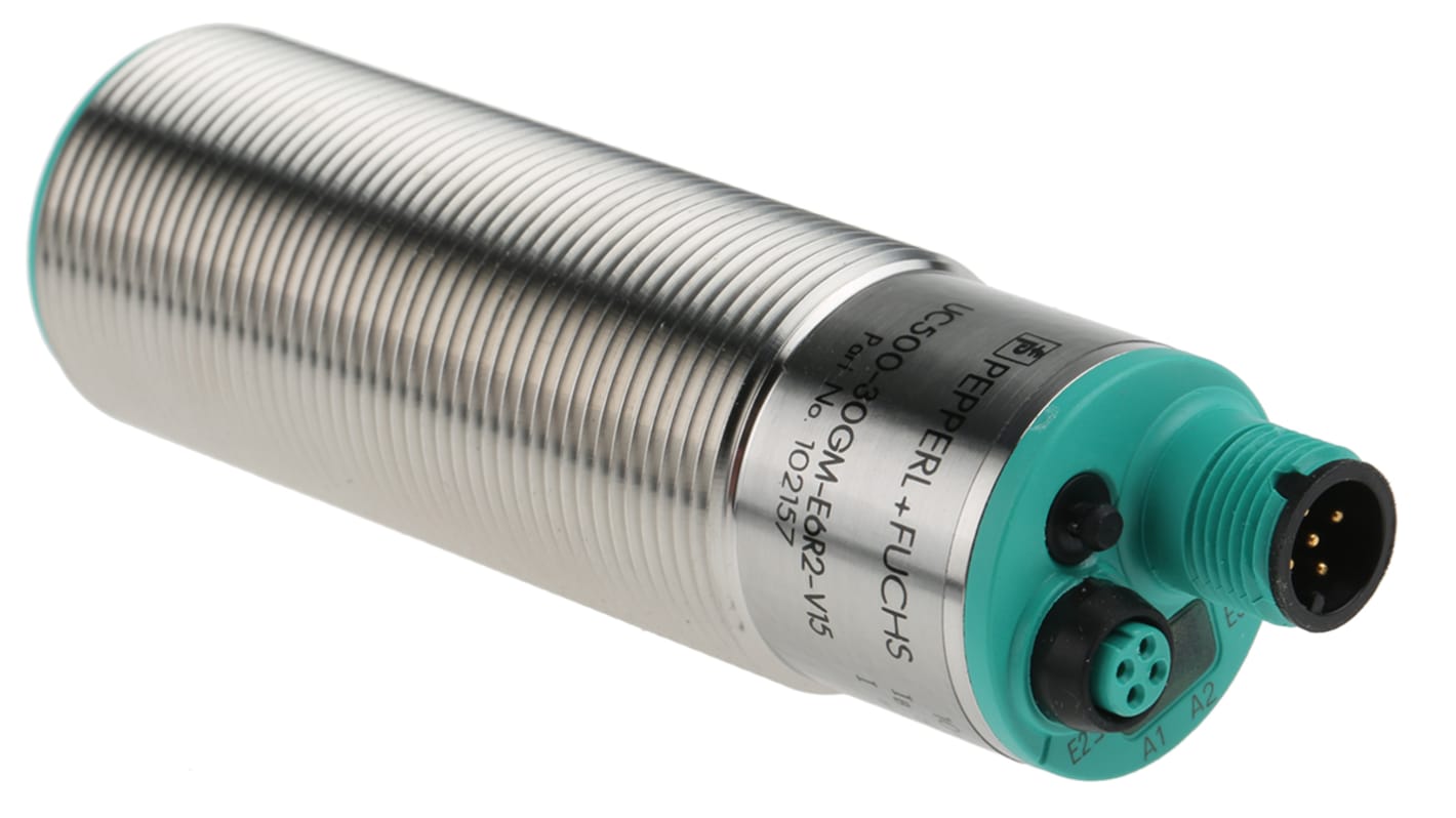 Pepperl + Fuchs Ultrasonic Threaded Barrel Proximity Sensor, M30, 500 mm Detection, PNP x2 NO/NC, 10 → 30 V dc
