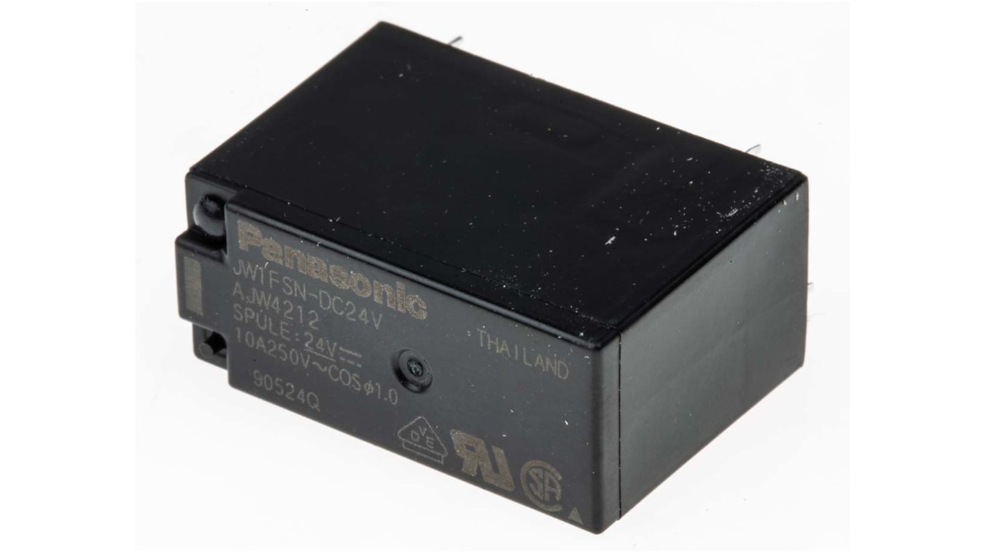Panasonic 功率继电器, 24V 直流线圈, SPDT, 1极, PCB安装, 银合金触点