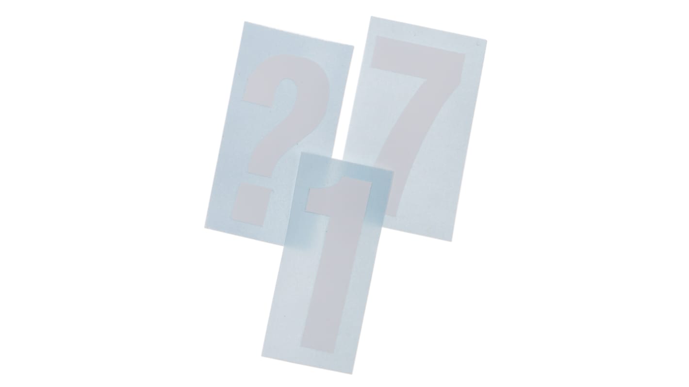 RS PRO White Self Adhesive Numbers, 30mm Character Height