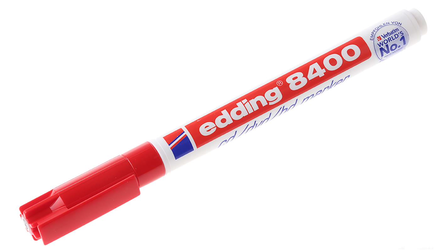 Edding Markierstift, CD Marker, Permanentmarker, Extrafein, Rot, Spitzenform: Rund