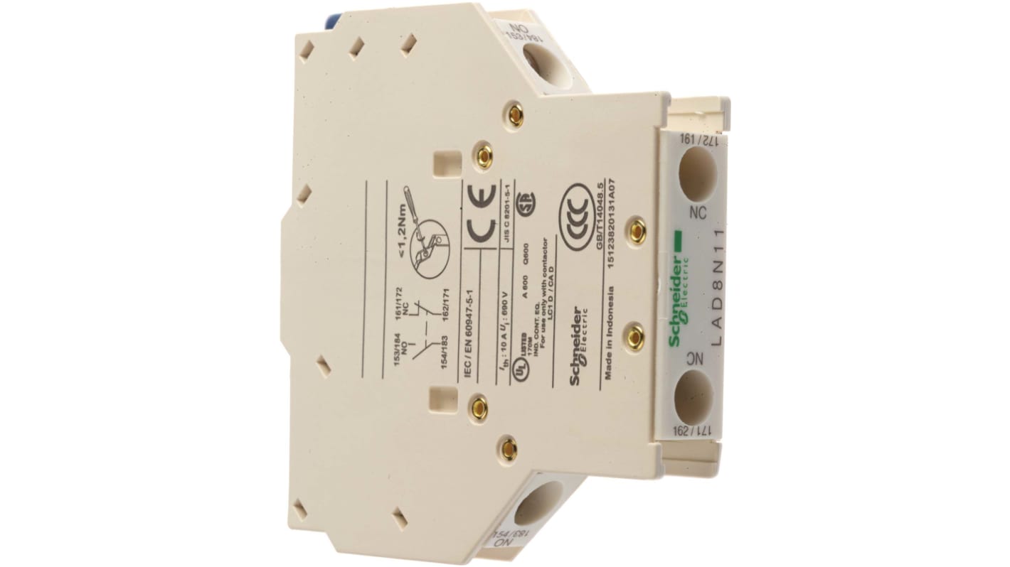 Bloc de contact auxiliaire Schneider Electric TeSys LAD8 2 contacts 1NO + 1NC Latérale