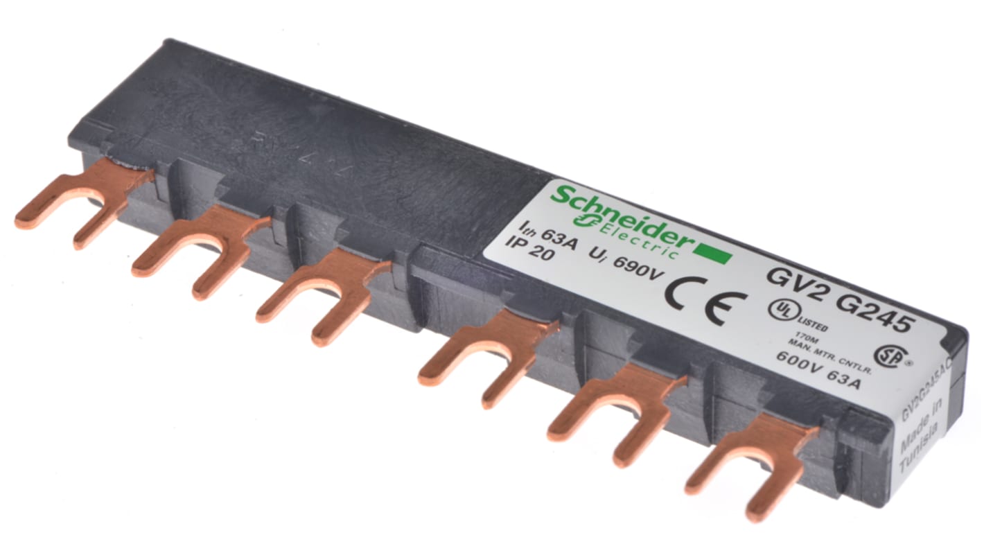 Schneider Electric 汇流排, 63A, 690V, 45mm间距, 黑色, GV2G系列