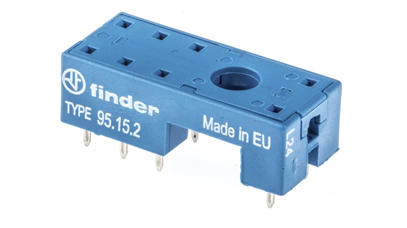 Finder 95 250V ac PCB Mount Relay Socket, for use with 40.52, 40.61, 41.52, 41.61, 41.81, 44.52, 44.62, 40.51 Series