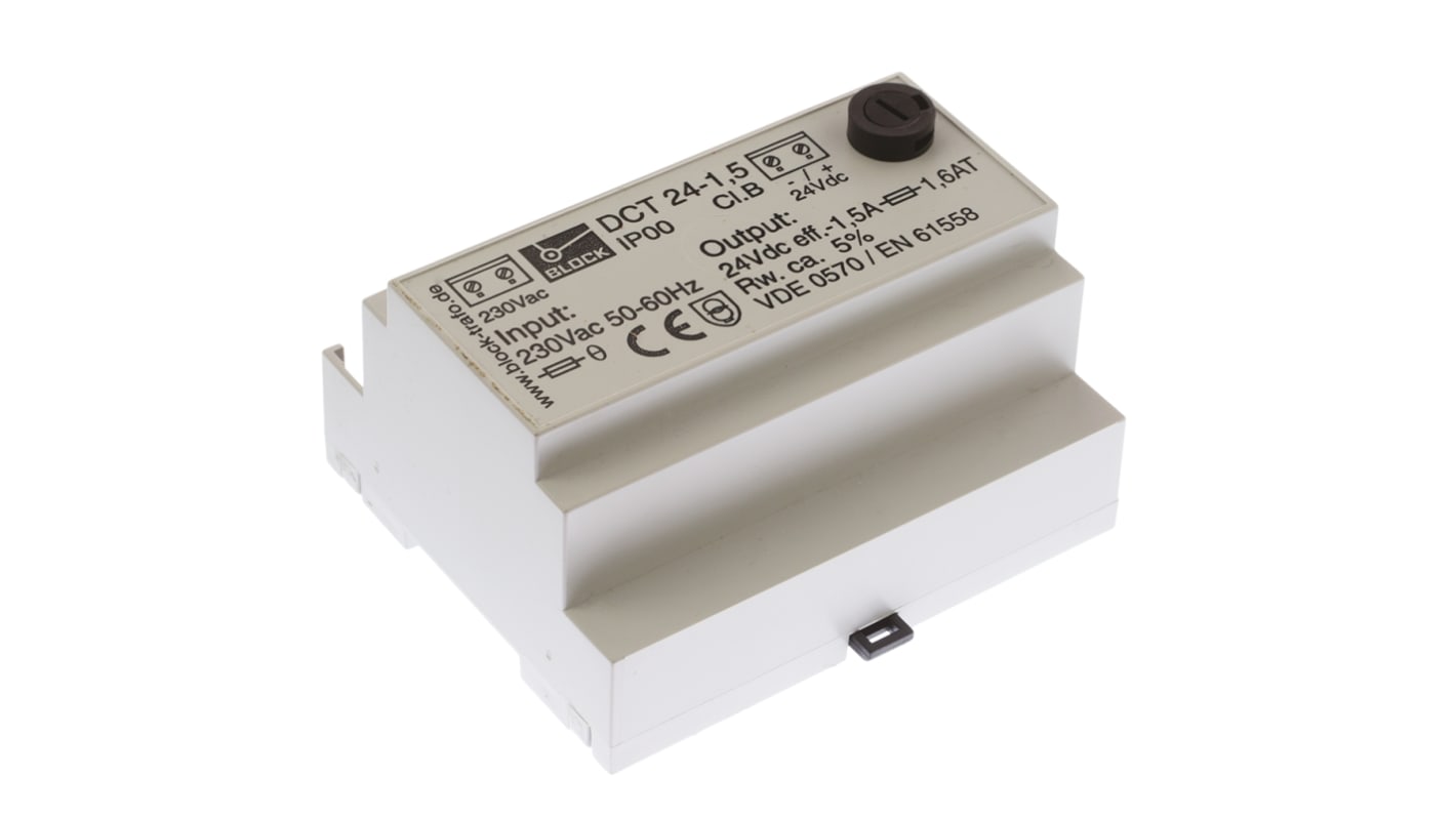 Block DCT DIN-Schienen Netzteil Linear 24V dc / 1.5A 36W 230V ac