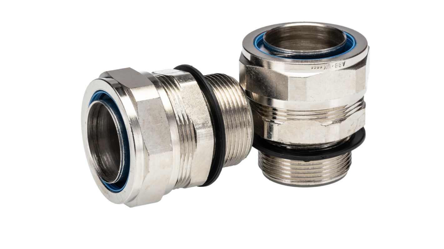 Adaptaflex Swivel, Conduit Fitting, 32mm Nominal Size, M32, Brass, Silver IP65 rating