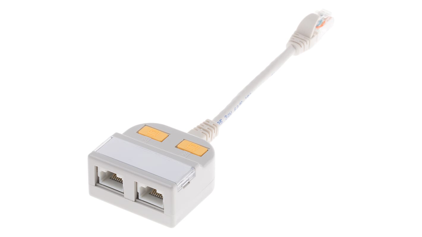 RS PRO RJ-Adapter, RJ45, Cat.5, 2 -Port, Ungeschirmt, Direkt Durchgang, Typ T-Adapter