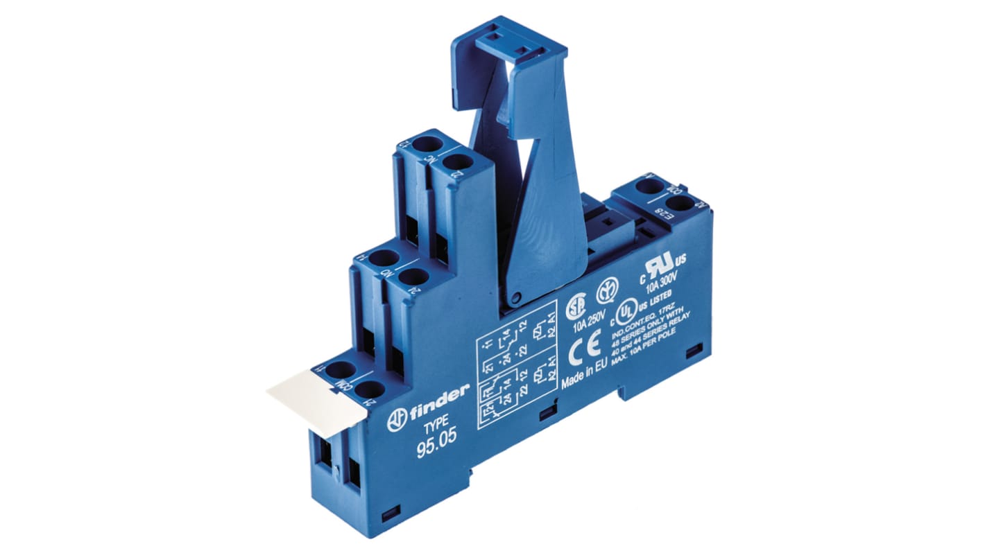 Finder 95 250V ac Screw Fitting Relay Socket, for use with 40.52, 40.61, 44.52, 44.62, 40.51 Series Relay