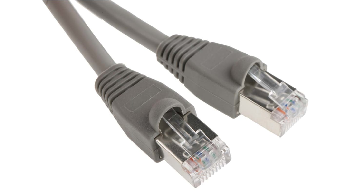 RS PRO, 1m Cat5e, Grey RJ45 to Male RJ45 Male, STPShielded, Terminated